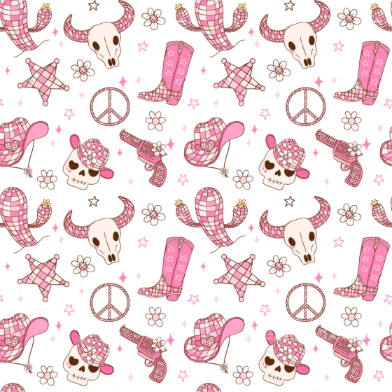 with Pink Western Cartoon Motifs Baby girl texture preview