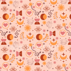 seamless Seamless 3D PBR Boho Textile Texture with Celestial and Botanical Icons texture 8k free download PBR