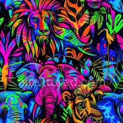 seamless Seamless 3D PBR Texture Featuring Neon Jungle Animal Graffiti Art texture 8k free download PBR