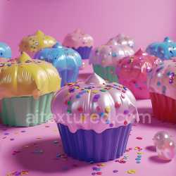 seamless Seamless 3D Inflated Vinyl Cupcake Texture with Colorful Confetti texture 8k free download PBR