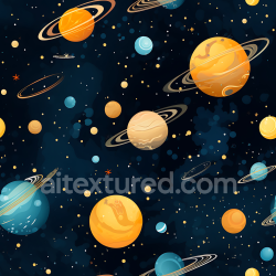 seamless Seamless 3D PBR Space Texture Featuring Stylized Cartoon Planets with Rings & Starfield texture 8k free download PBR