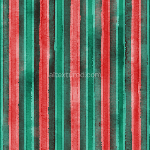 Seamless 3D PBR Texture of Watercolor Stripes in Red and Teal Fabric Style