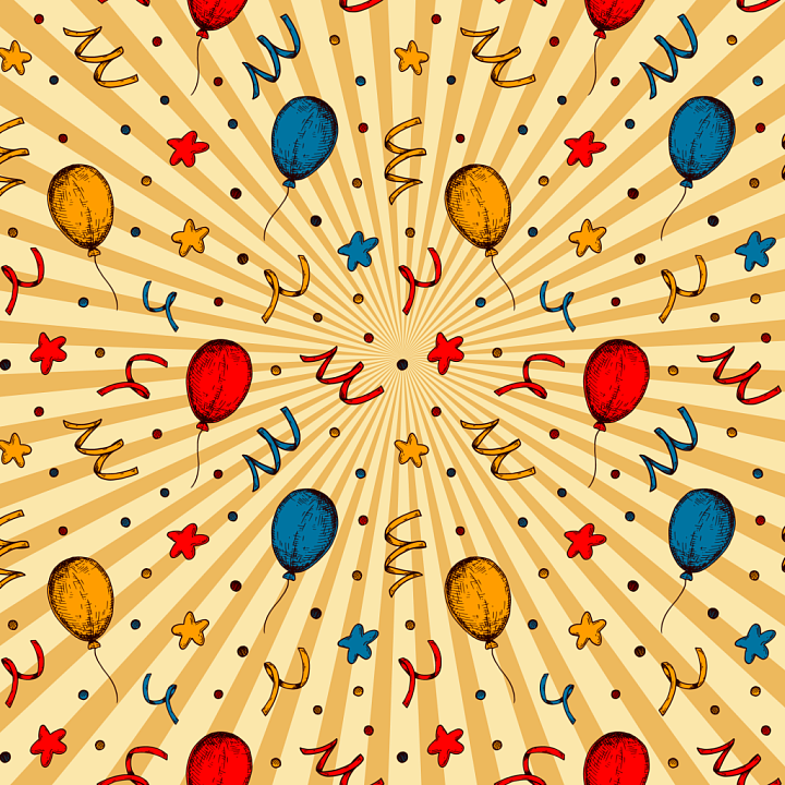 Festive Birthday Balloons And Confetti seamless PBR texture preview