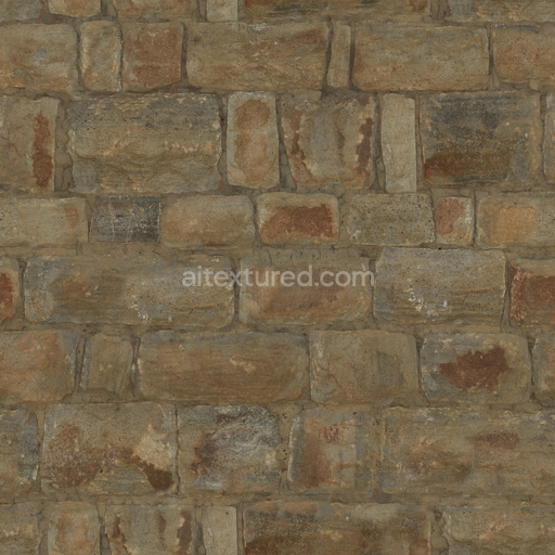 Rustic Stone Wall — Uneven Wall Rock Stone Wall Weathered — PBR seamless 3D texture