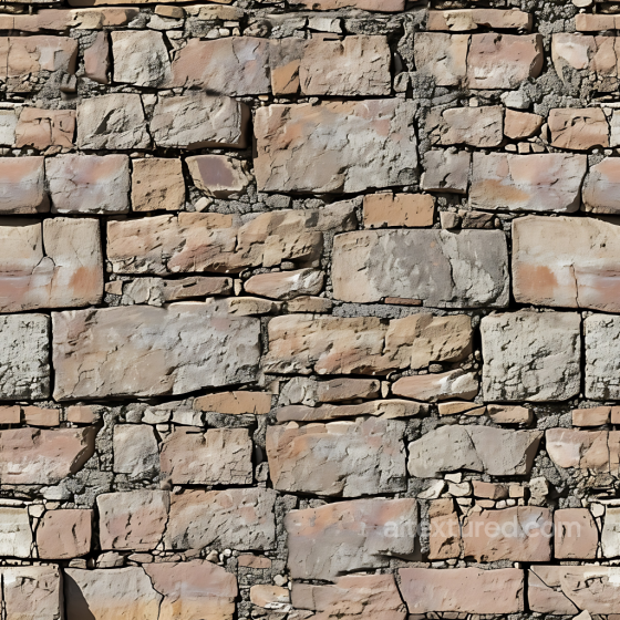 Weathered Stone Wall PBR Texture with Mixed Earth Tones and Rough Surface Stone texture preview