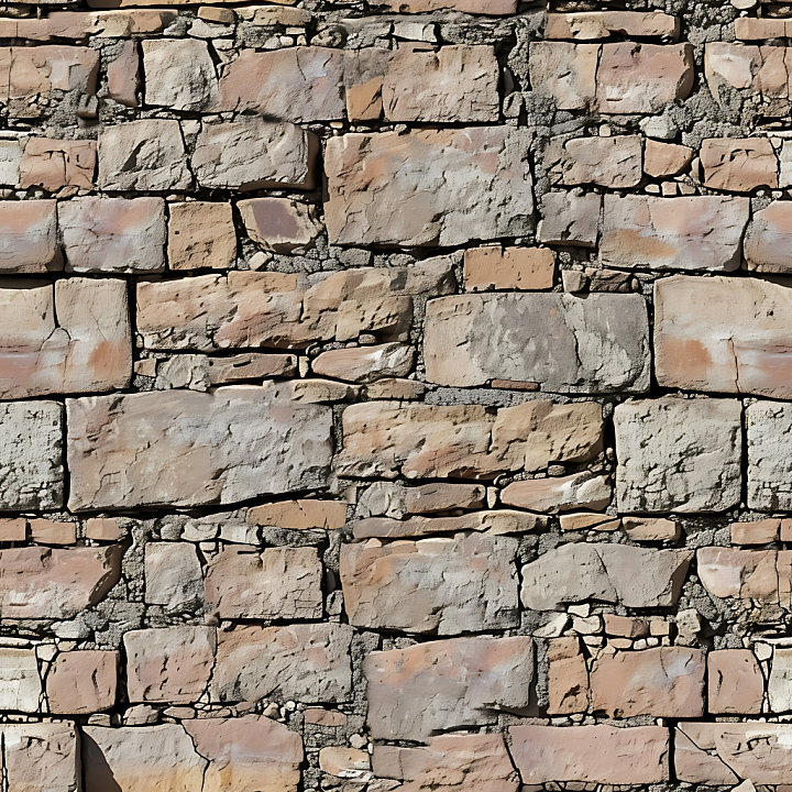 Weathered Stone Wall with Mixed Earth Tones and Rough Surface seamless PBR texture preview