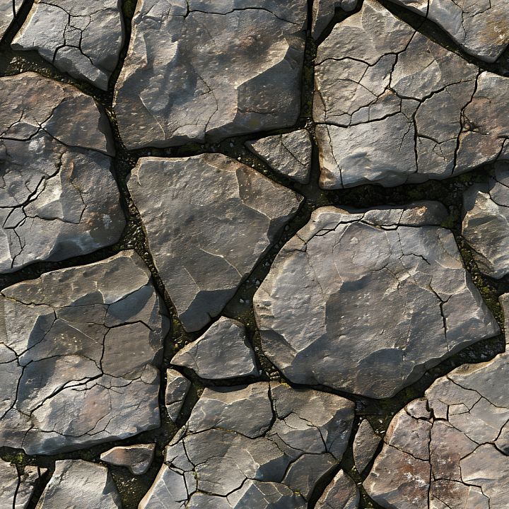 Cracked Stone Ground with Natural Moss Detailing seamless PBR texture preview