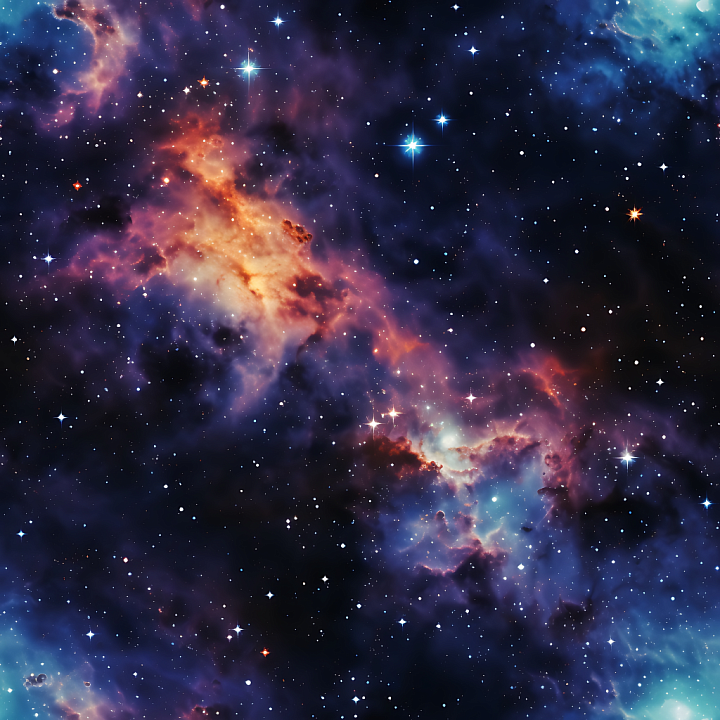 Space Featuring a Vibrant Nebula with Starfield and Galactic Hues seamless PBR texture preview