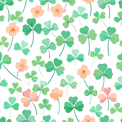 seamless Seamless 3D PBR Texture Featuring Green Shamrocks and Peach Flowers on White texture 8k free download PBR