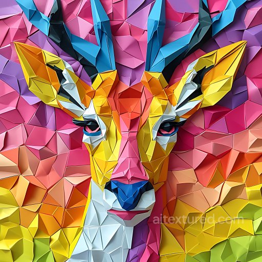 Animal - Seamless 3D PBR Texture Featuring Vibrant Origami-Style Deer Pattern texture preview