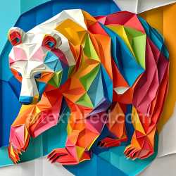 seamless Seamless 3D PBR Texture Featuring Multicolored Origami-Style Bear Design texture 8k free download PBR