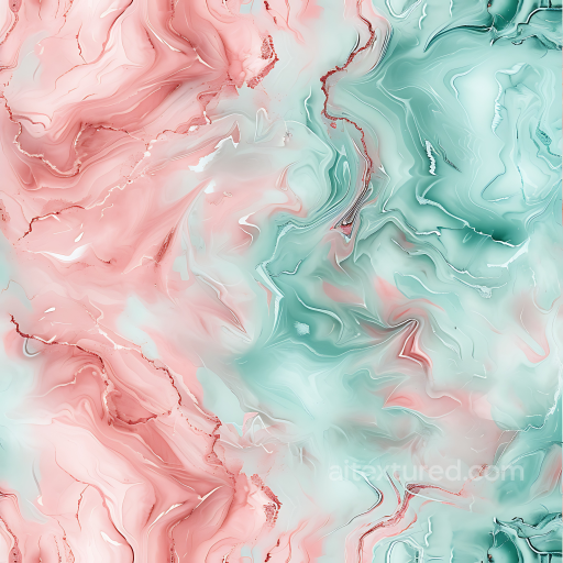 Dusty Rose and Mint Marble PBR Texture with Pastel Swirls seamless Marble PBR texture