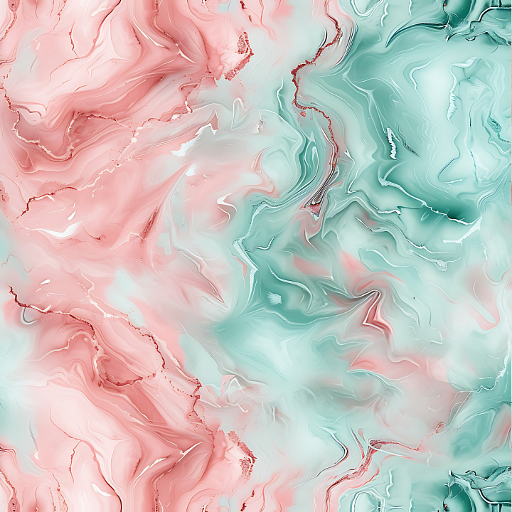 Dusty Rose and Mint Marble with Pastel Swirls seamless PBR texture preview