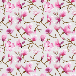 seamless Seamless 3D PBR Watercolor Cherry Floral Fabric Texture with Pink Blossoms texture 8k free download PBR