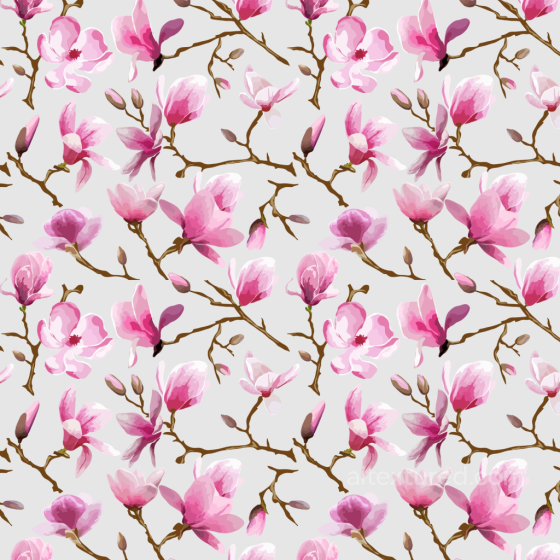 Watercolor Cherry Floral Fabric Texture with Pink Blossoms Watercolor Cherry texture preview