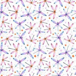 seamless Seamless 3D PBR Texture Featuring Watercolor Dragonfly Pattern in Purple and Orange texture 8k free download PBR