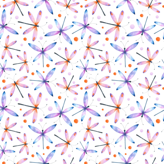 Featuring Watercolor Dragonfly Pattern in Purple and Orange Dragonfly texture preview