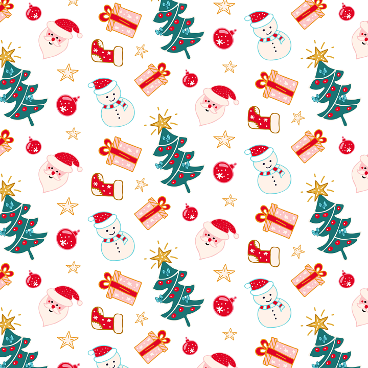 Christmas Holiday Pattern with Festive Icons seamless PBR texture preview