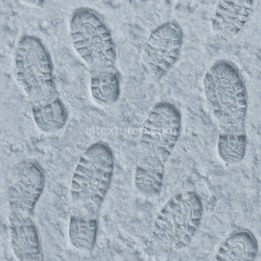 Seamless 3d texture pbr 8k snow prints with icy prints on frozen ground