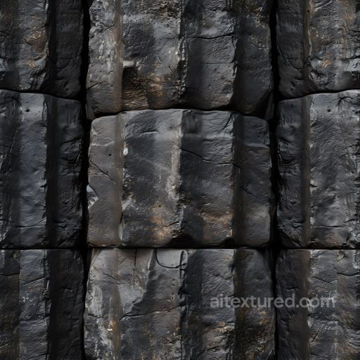 Weathered Black Stone Wall PBR Texture with Rough Surface seamless Stone PBR texture