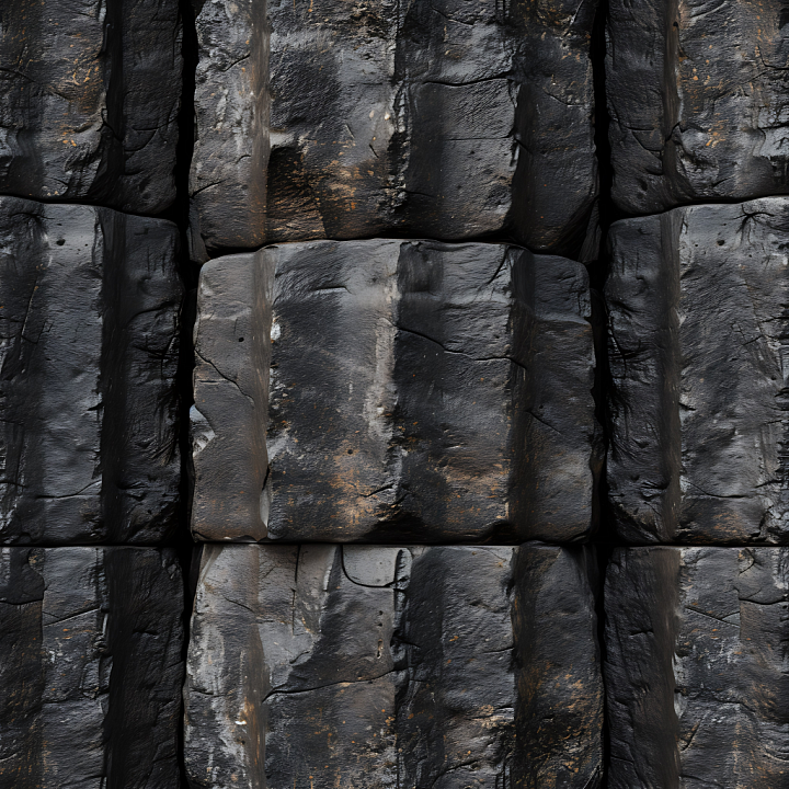 Weathered Black Stone Wall with Rough Surface seamless PBR texture preview