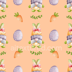 seamless Seamless 3D PBR Texture of Cute Easter Bunny, Carrot & Painted Eggs on Peach texture 8k free download PBR