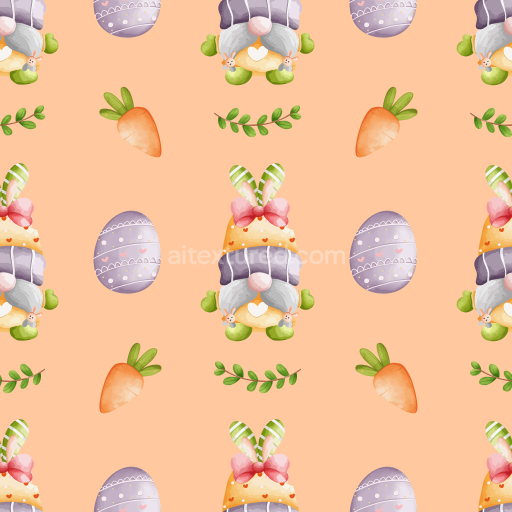 Seamless 3D PBR Texture of Pastel Easter Eggs and Carrots Digital Paper
