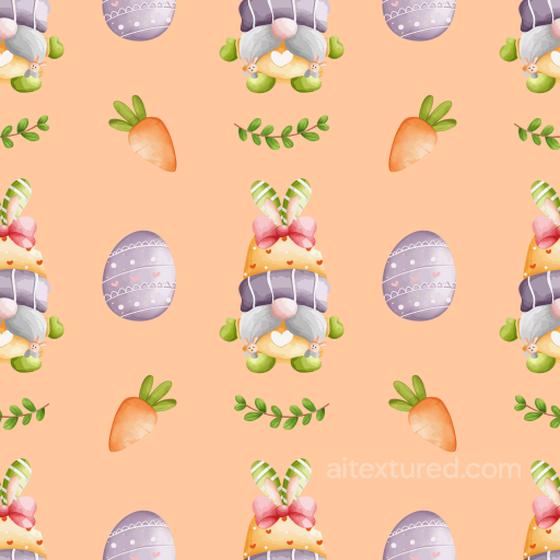 All Christmas Digital paper Texture of Cute Easter Bunny, Carrot & Painted Eggs on Peach seamless All Christmas Digital paper PBR texture