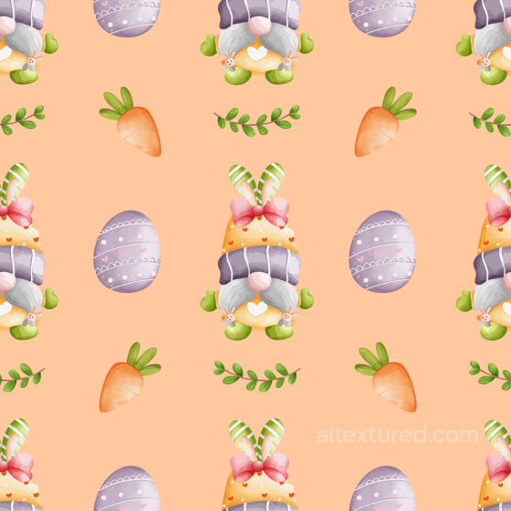 All Christmas Digital paper Texture of Cute Easter Bunny, Carrot & Painted Eggs on Peach All Christmas Digital paper texture preview