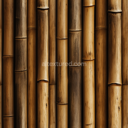 Seamless 3D PBR Texture of Vertical Bamboo Culms with Varied Natural Tones