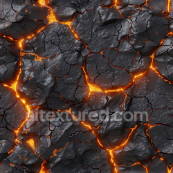 seamless Seamless 3D PBR Texture of Dark Cracked Lava Rock with Glowing Fissures texture 8k free download PBR