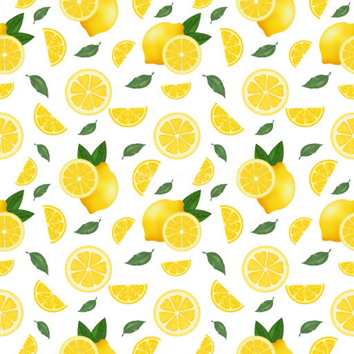 Pattern Bundle - Seamless 3D Pattern PBR Texture with Vibrant Lemon Slices and Green Leaves texture preview