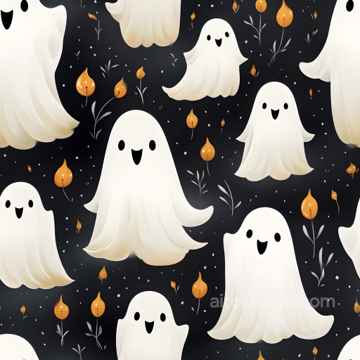 with Watercolor Halloween Ghosts and Leaf Motifs seamless Watercolor Halloween PBR texture