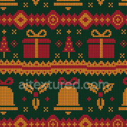 seamless Seamless 3D PBR Wool Knit Texture with Red and Yellow Christmas Motifs texture 8k free download PBR