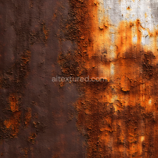 Seamless 3D PBR Rusted Metal Texture with Rich Orange Cracks and Peeling Paint