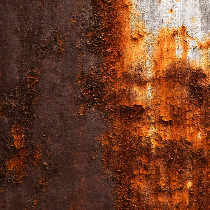 Rusted Metal with Rich Orange Cracks and Peeling Paint seamless PBR texture preview