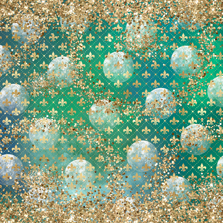 Christmas Glitter of Holiday Green Fabric with Gold Glitter and Ornamen… seamless PBR texture preview