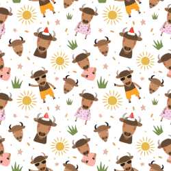 Pattern Bundle - Seamless 3D Pattern PBR Texture with Playful Bison Characters and Sunny Elements texture preview