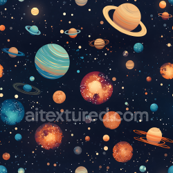 seamless Seamless 3D Space PBR Texture Featuring Stylized Planets and Starfield texture 8k free download PBR