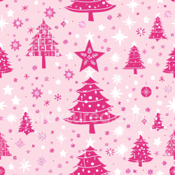 seamless Seamless 3D PBR Pink Christmas Digital Paper Texture with Festive Trees and Stars texture 8k free download PBR