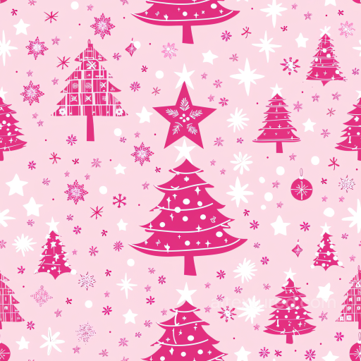 Pink Christmas Digital Paper Texture with Festive Trees and Stars seamless All Christmas Digital paper PBR texture