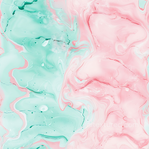 Baby Pink and Mint Pastel Marble PBR Texture with Soft Swirling Veins seamless Marble PBR texture
