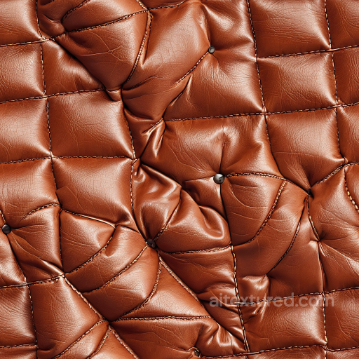 Quilted Brown Leather PBR Texture with Glossy Wrinkled Panels seamless Leather PBR texture