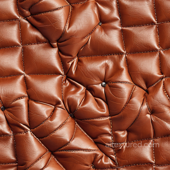 Quilted Brown Leather PBR Texture with Glossy Wrinkled Panels Leather texture preview