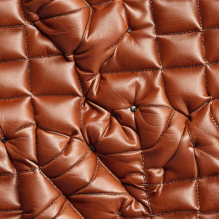 Quilted Brown Leather with Glossy Wrinkled Panels seamless PBR texture preview