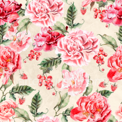 seamless Seamless 3D PBR Floral Texture with Watercolor Pink Flowers and Green Leaves texture 8k free download PBR