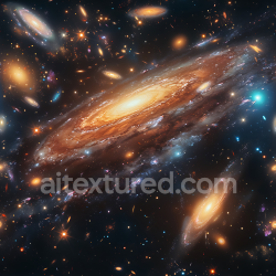 seamless Seamless 3D Space Galaxy Cluster PBR Texture with Bright Spiral Galaxies and Starfield texture 8k free download PBR