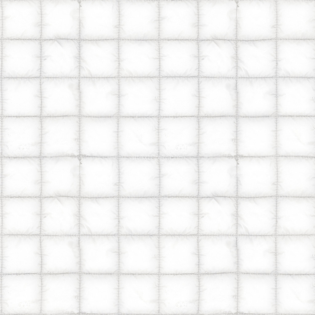 Seamless fabric PBR texture in white with padded design