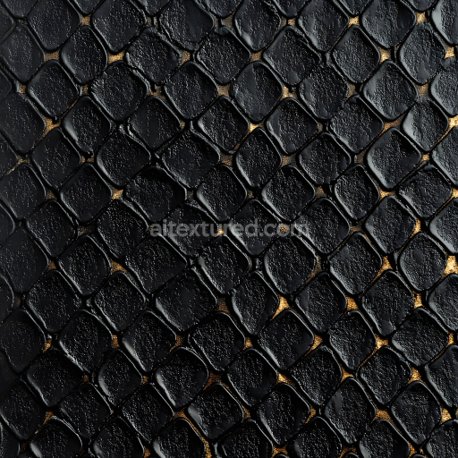 Seamless 3D Black Scaly Skin PBR Texture with Detailed Organic Scales