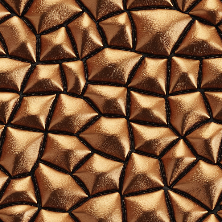 Glossy Bronze Quilted Leather With Padded Diamond Panels seamless PBR texture preview